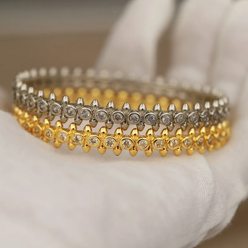 New Sight DesignCrystal Geometric Bangles&bracelets for Women Fashion Brand Jewelry Zirconia Bangles Accessories