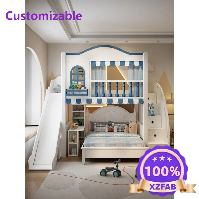 Factory Direct 2026 Staggered upper and lower beds Children's bed Girl dislocation upper and lower bunk beds Elevated beds Small