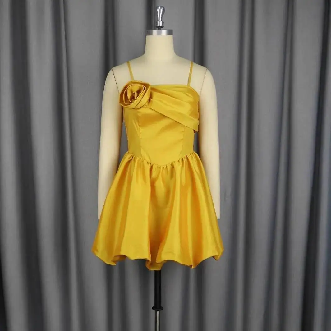 

Трехмерное высококачественное короткое платье с цветочным ремнем, сексуальное элегантное золотое вечернее платье, летнее платье, халат, Vestido, женское вечернее платье