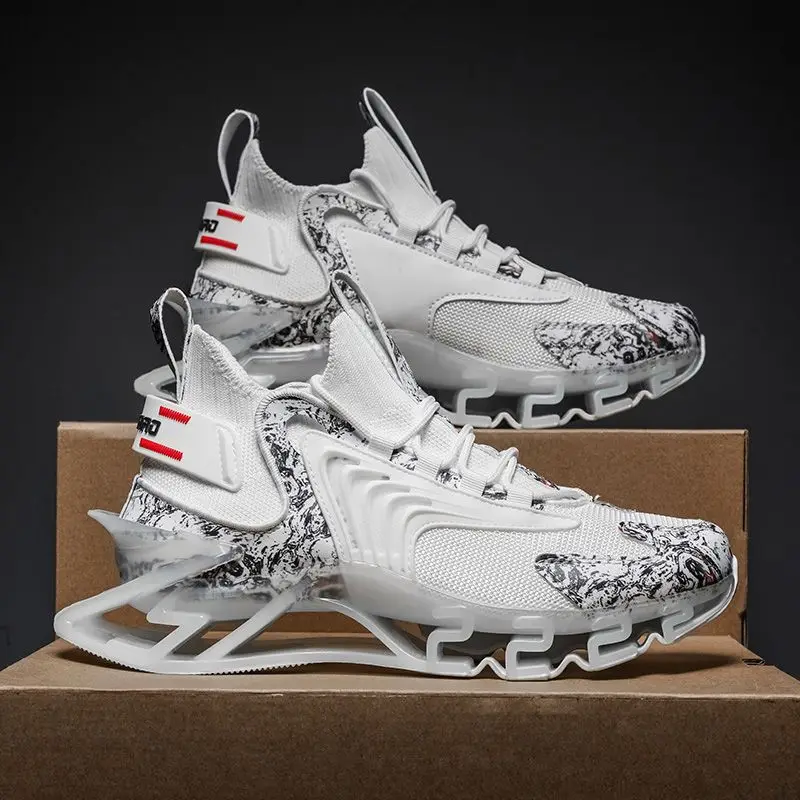Fall 2025 Men's Casual Running Shoes Breathable Sneakers Comfortable Sneakers Blade Design Shock-absorbing Large Size