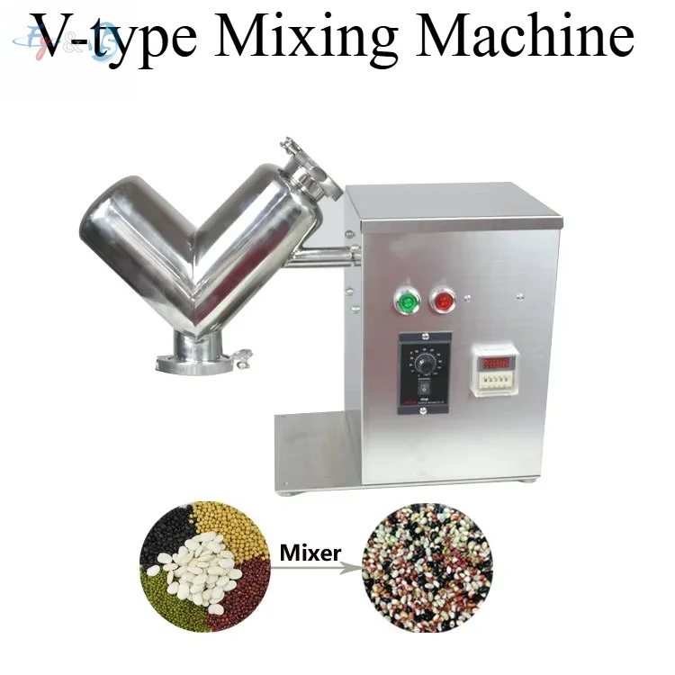 Mezclador de Polvo Seco Tipo V VH-2 de Acero Inoxidable, Licuadora de Laboratorio para Mezcla de Partículas en Alimentos, Medicina y Experimentos Educativos