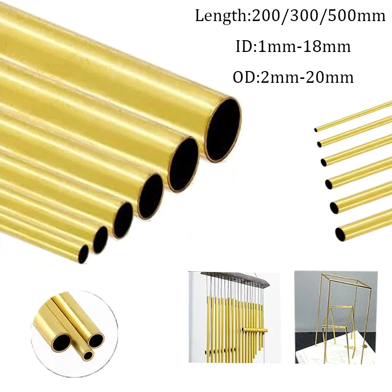 1pcs Brass Pipe Wall Thickness 2/6/8/10/12/14/16/18/20/25mm OD Brass Tube 200mm/300mm/500mm Length Straight Tubing Coppers Tube