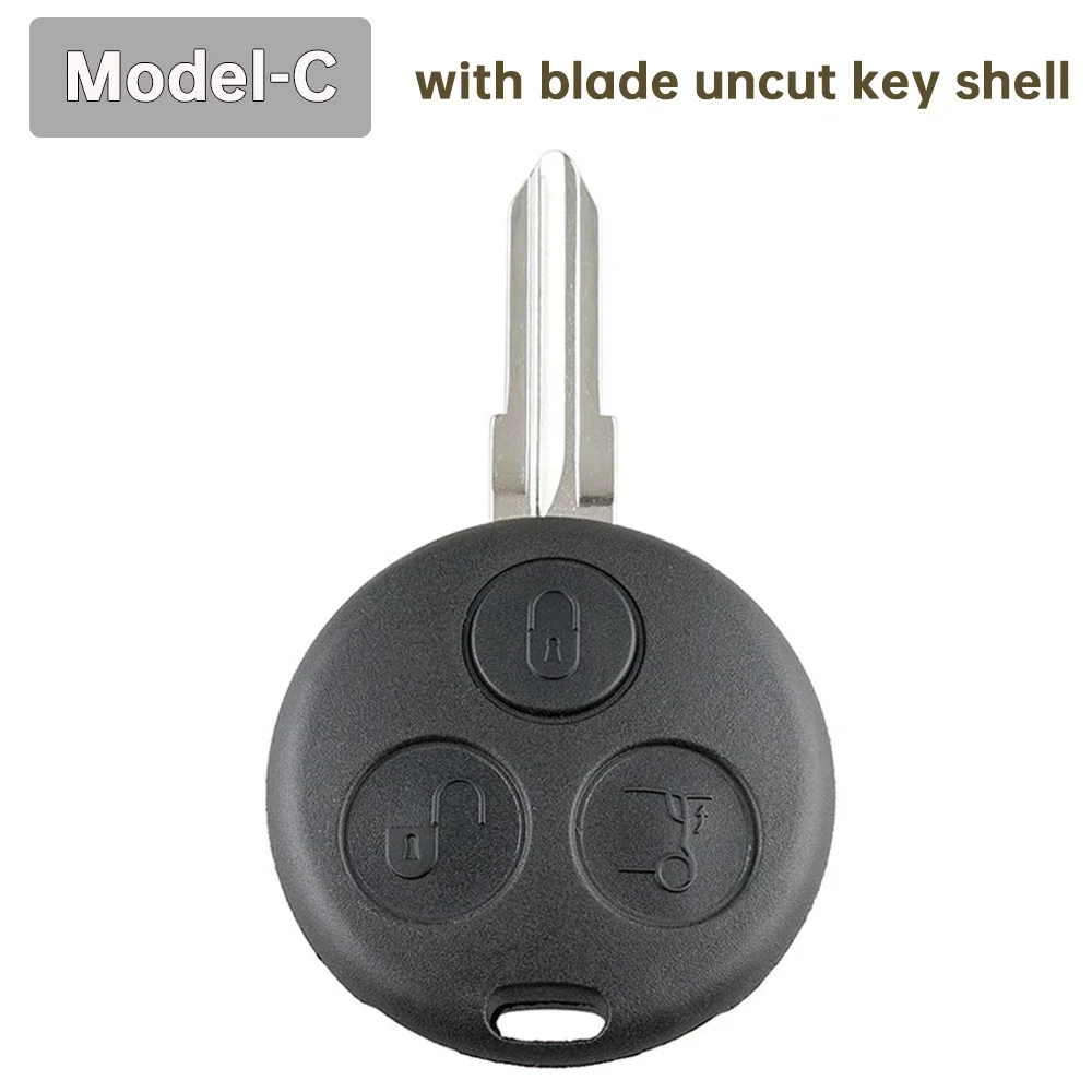 3버튼 자동차 키 쉘 포브 미가공 블랭크 블레이드 칩 없음 리모컨 키 케이스 커버 교체용 포투/메르세데스-벤츠 스마트 호환