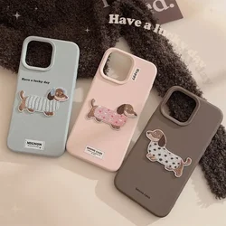 Ins Style Sweater Embroidered Dog Phone Case for IPhone17 16 15 14 12 13 11 Pro ProMax Plus X XR Shockproof Phone Cover