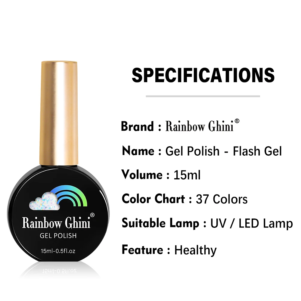 Rainbow Ghini – vernis à ongles UV 15ml, Gel Semi-Permanent, fournitures pour professionnels, rouge, noir, blanc, accessoires d'art vernis semi permanent gel nail polish top base coat uv gel