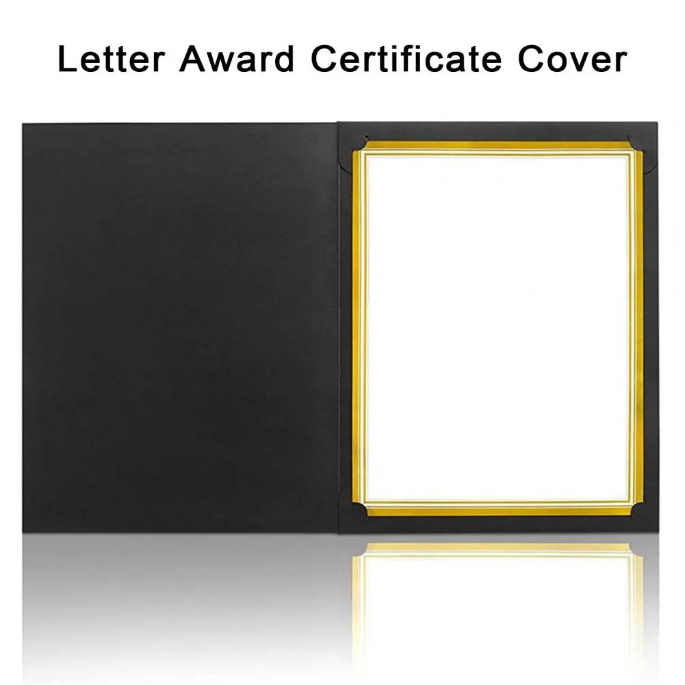 Gold Foil Border Covers para Certificado, Prêmio Cardstock, Documentos de Graduação, 12.6x9.45 Polegada Papel, Preto, Titulares do certificado, 10 pcs