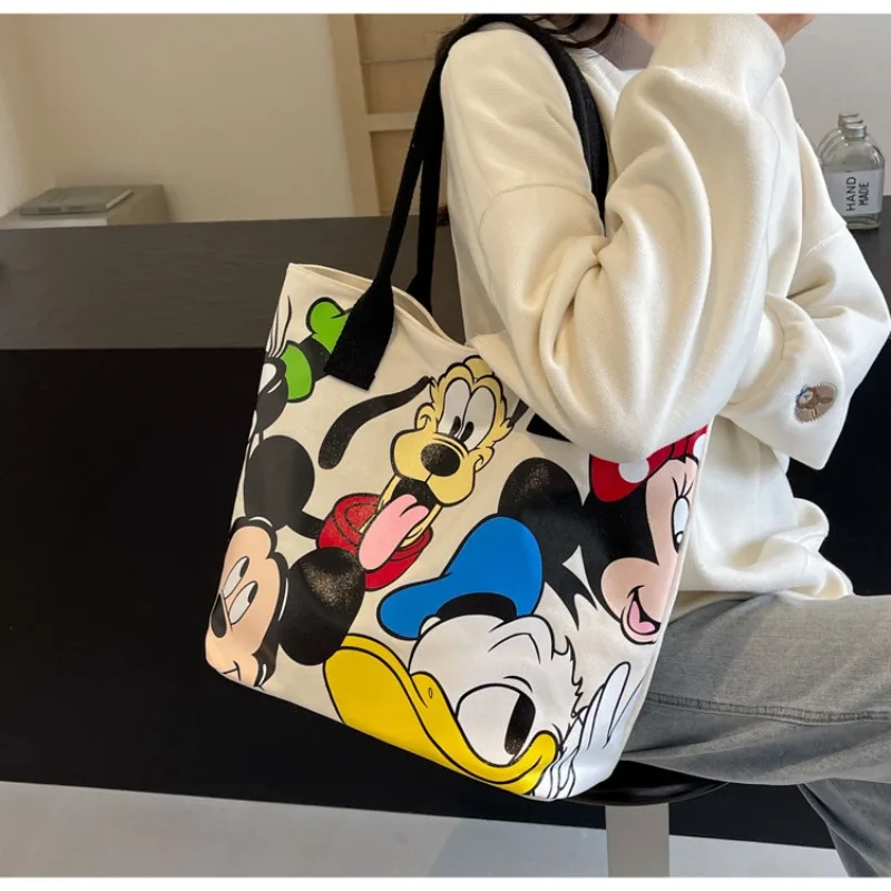 

Disney Mickey Canvas Case Girl Large Capacity Woman Single Shoulder Commuting Bag Versatile Tote Bag Casual Handgrip Handpacks