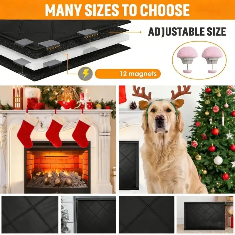 

Блокатор для каминов Одеяло Крышка для камина Магнитный экран для каминов для удобного хранения и защиты Прочный 87HA