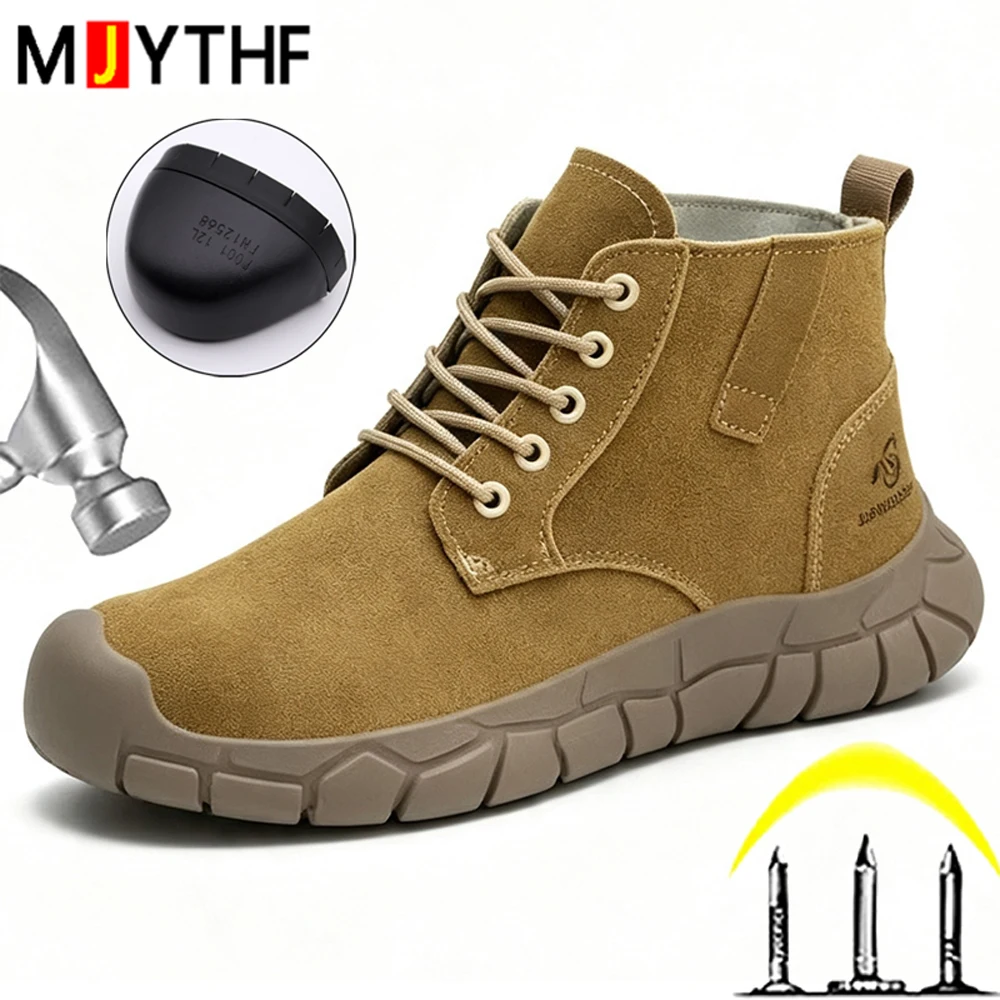 2026 Men Anti Scalding Welding Boots Anti Slip Work Safety Shoes Anti-Smash Steel Toe Shoes Anti-Puncture Indestructible Shoes