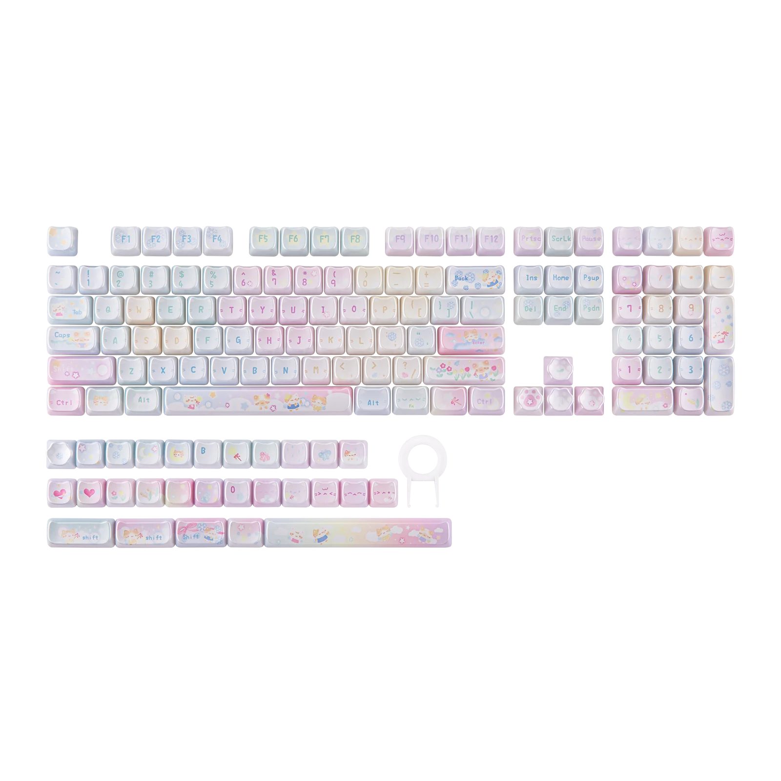 KiiBOOM Opal Kitty Keycap Set 136 toetsen MAO-profiel Metalen coating & Dye-Sub PC Keycaps Compatibel met MX-stijl mechanische schakelaars