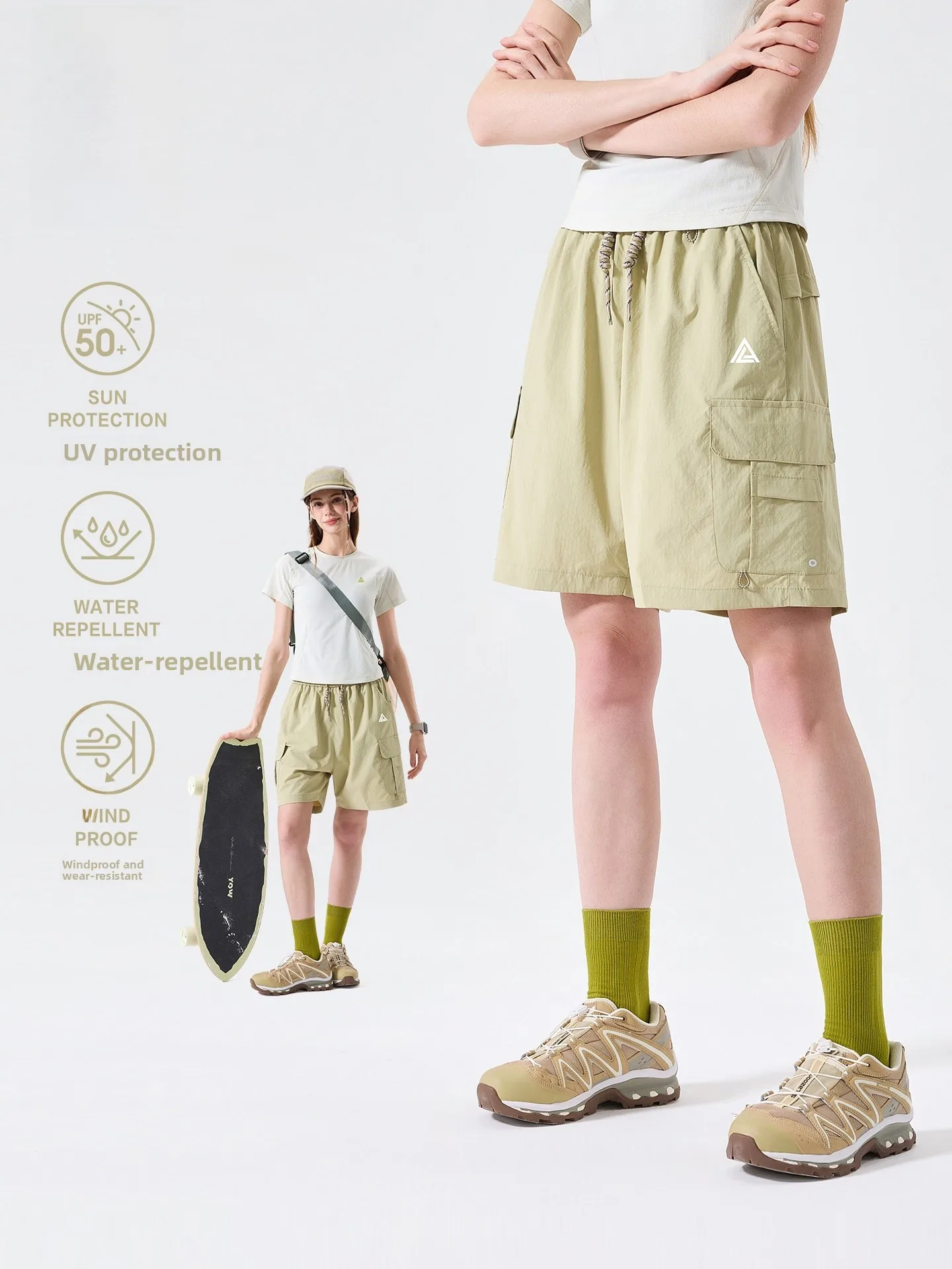 LAZY DAY Outdoor Water-Resistant UV Protection Casual Shorts Women's Summer Wear-Resistant Sports Hiking Five-Quarter Pants