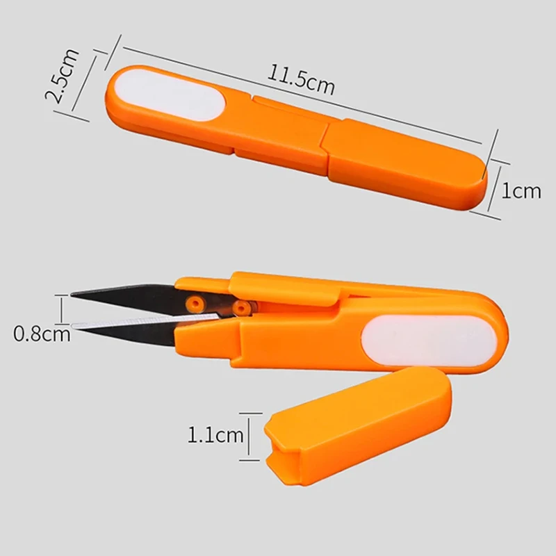 U Shape Scissors Accessory Handle Safety Cover Plastic Sewing Scissors Thread Embroidery Cross-stitch Cutter Portable Spring