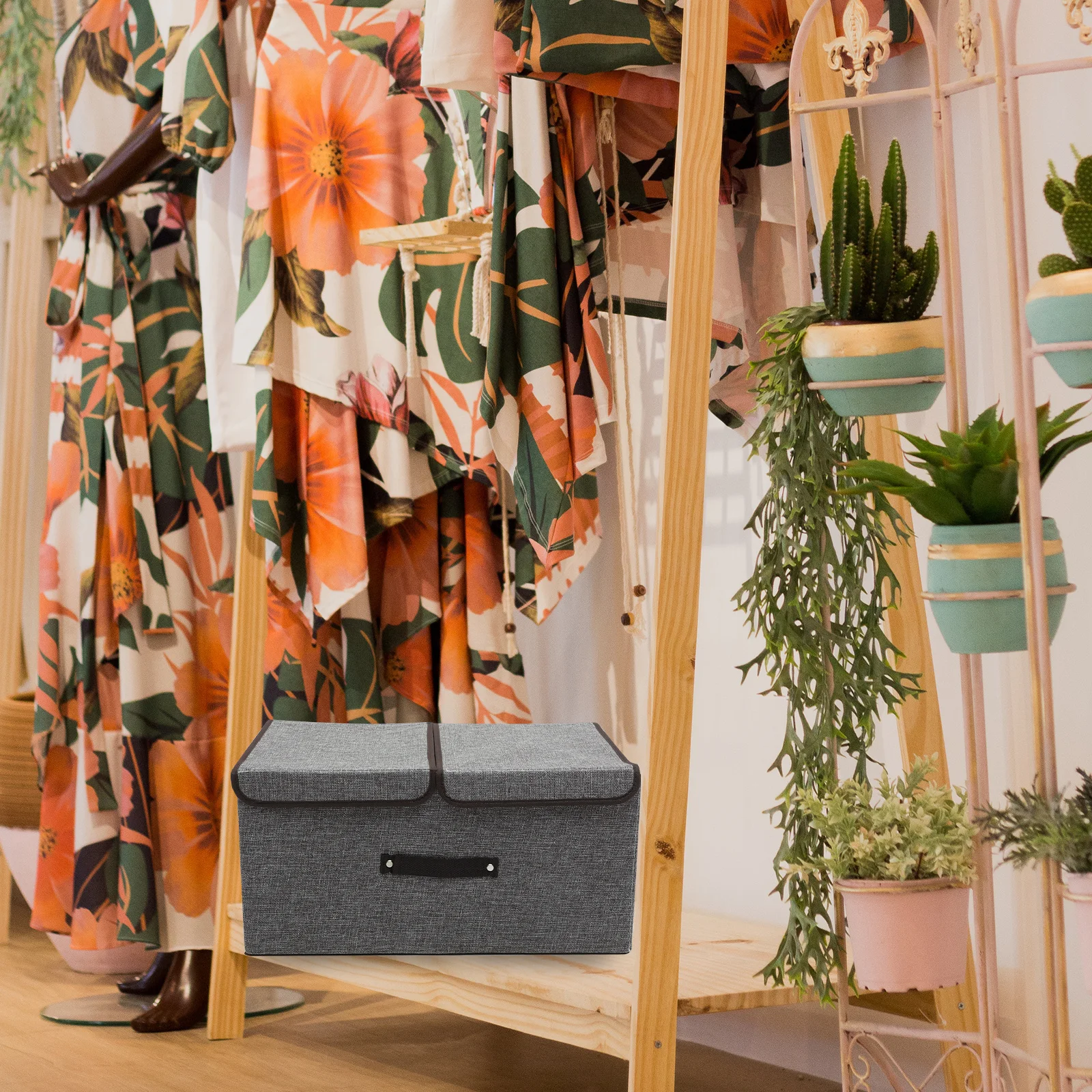 

Folding Storage Box Large Capacity Linen Cotton Organizer For Clothes Towels Sundries Dustproof With Lids Handles Portable