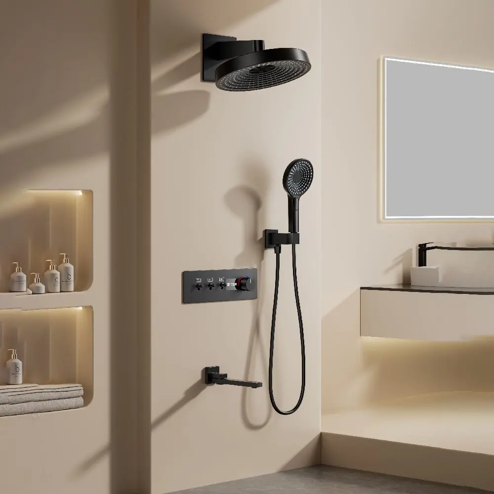 

Concealed into the wall shower for household use, three-speed pressurized large top spray