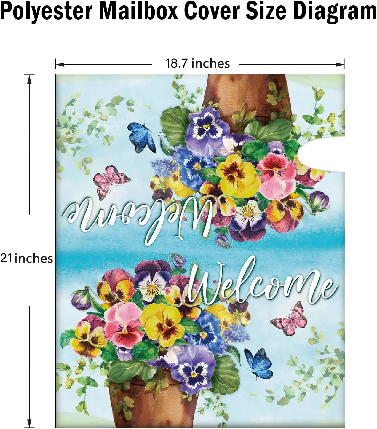 Welcome Spring Summer Pansy Flowers Mailbox Cover Magnetic Standard Size 21