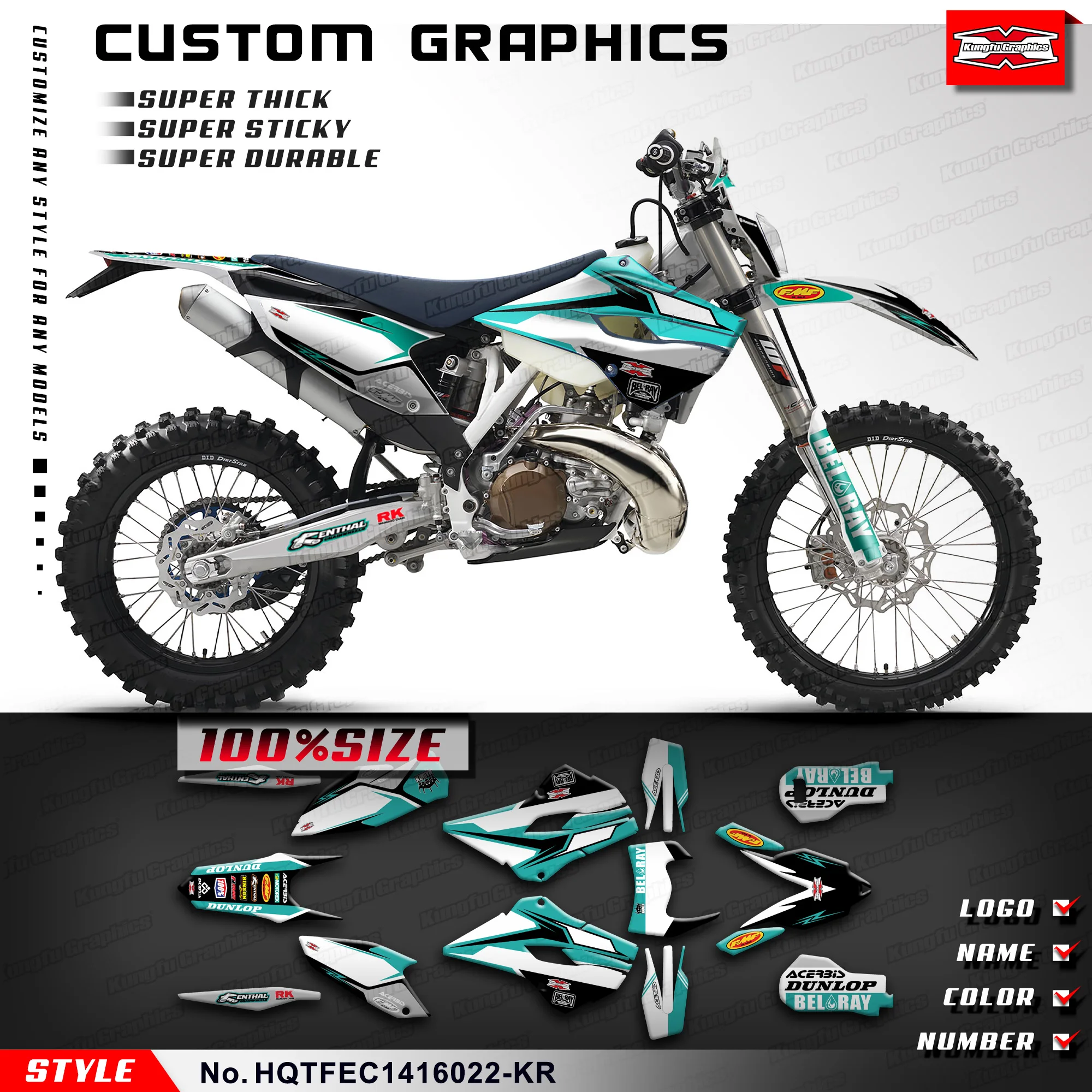 

KUNGFU GRAPHICS Complete Sticker Decal for Husqvarna TE125 TE250 FE350 FE450 FE501 / TC FC 125 250 350 450 2014 2015 2016