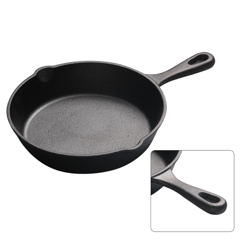 BEAU-Cast Iron Skillet Pan Frying Pans Chemical Free Durable Grill Fry Pan For Indoor And Outdoor Use Grill Stovetop Black