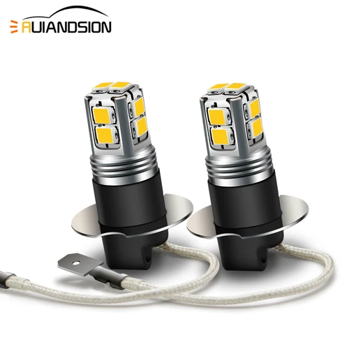 Imagen 1 del producto Bombilla de lámpara de conducción antiniebla para motocicleta y camión, luz LED H3 2835 10SMD, 9-30V, 6-40V, color blanco superbrillante, estilo de coche