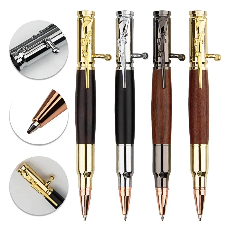 Professioneller Bolt Action-Kugelschreiber – 1 Stück langlebiger Metall-Holzstift, Geschenk für Reisen, Büro, Schule, Hochzeit – Detail 2