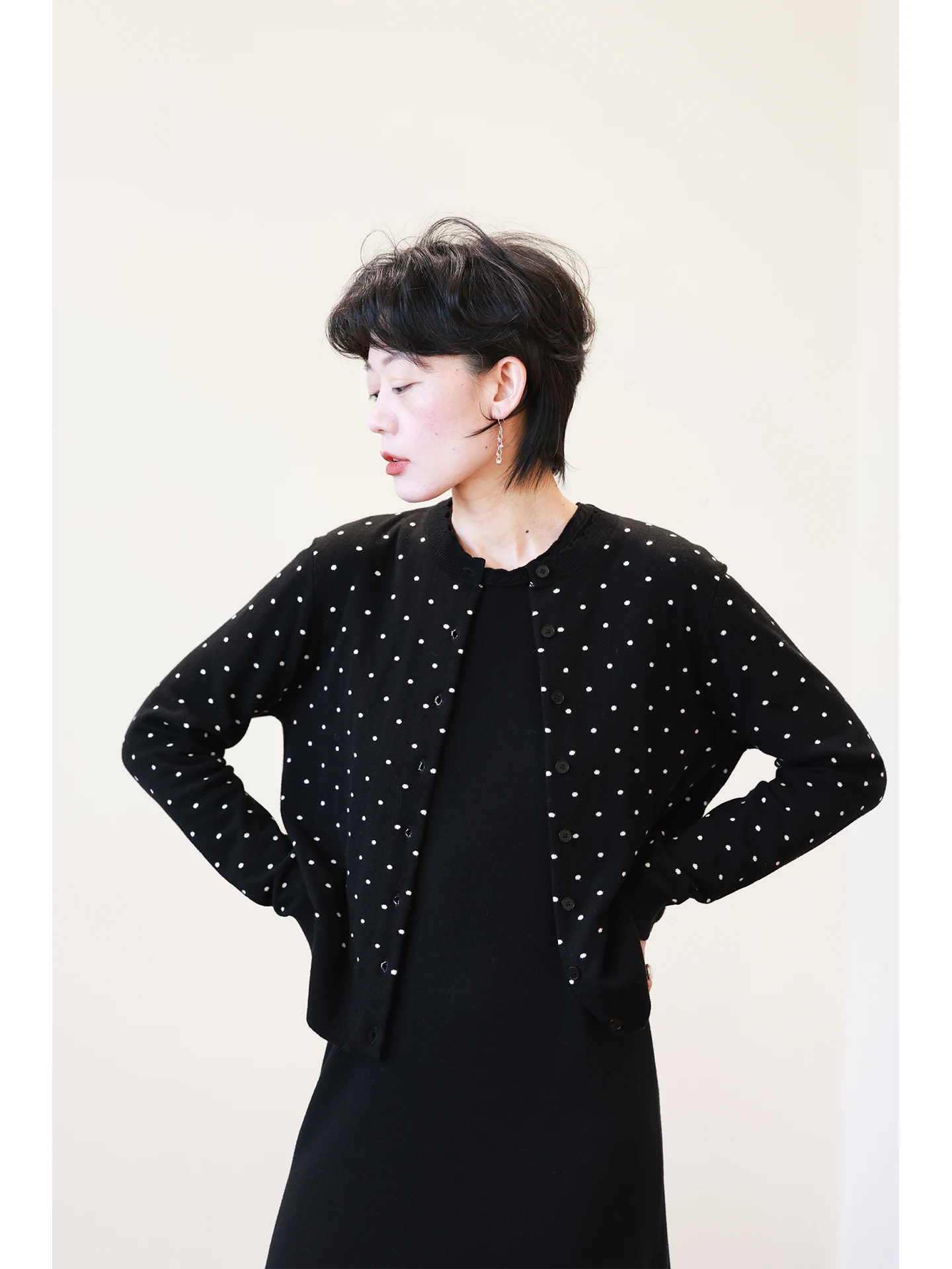 

Premium Spun Knitted Wool Floral Embroidery round Ne Open Cardigan Retro Ruffle Sweater Outerwear Autumn Winter Layering Top