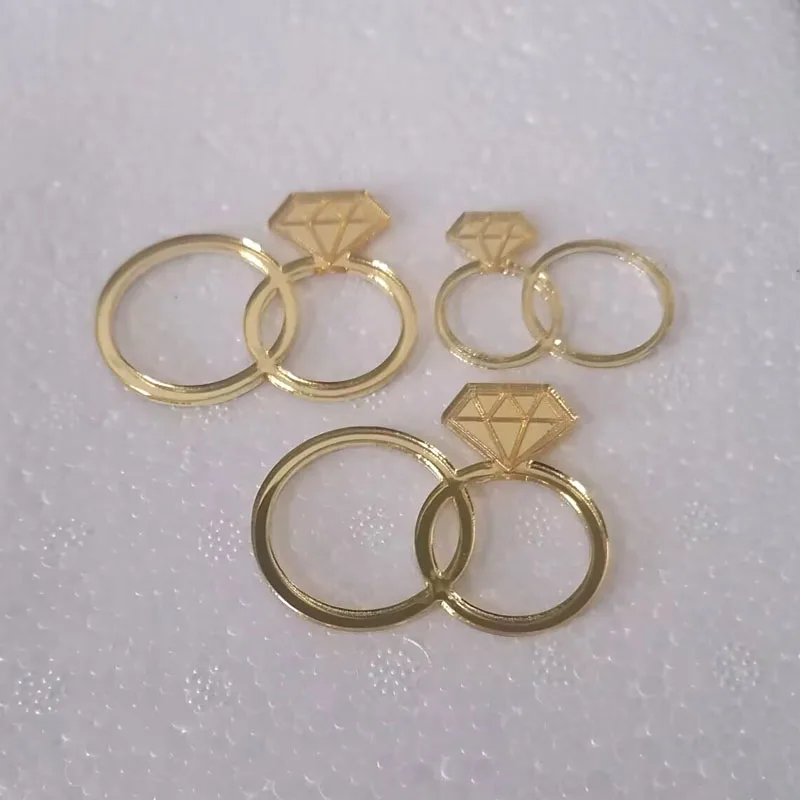 

1.5 Inch Gold Mirror Double Ring Diamond Wedding Marriage Decoration Gift Dilamond Party Favor Gifts for Guest