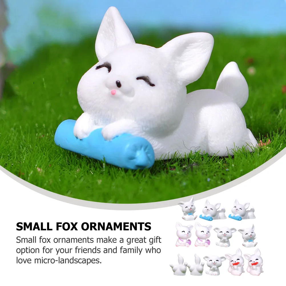 Mini renard en résine, artisanat Animal pour Micro paysage, ornement de jardin, bonsaï, décoration de maison, accessoire de Pot Succulent, 12 pièces