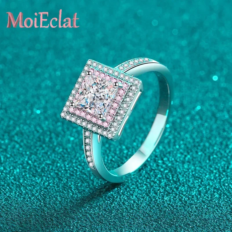 

Luxury 1 Carat Moissanite Platinum PT950 Wedding Ring for Women, High-Quality Sugar Cube Diamond Ring Jewelry Wedding Fine Rings