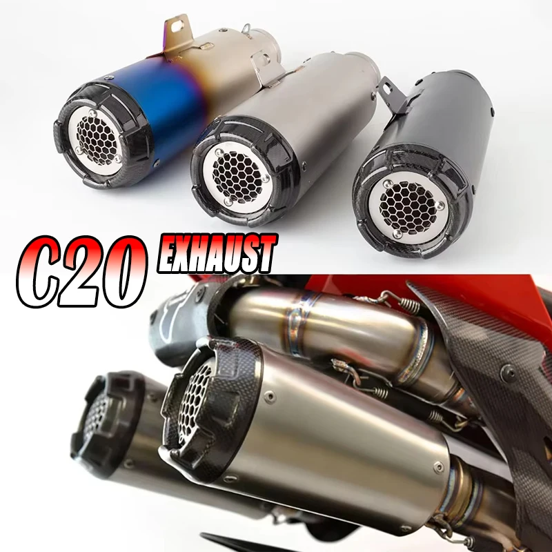 

New 51MM Universal Motorcycle C20 Exhaust Pipe Muffler For Kawasaki Ninja 400 Z900 Yamaha R3 MT09 VOGE 660RR 1000RR CFMOTO 450SR