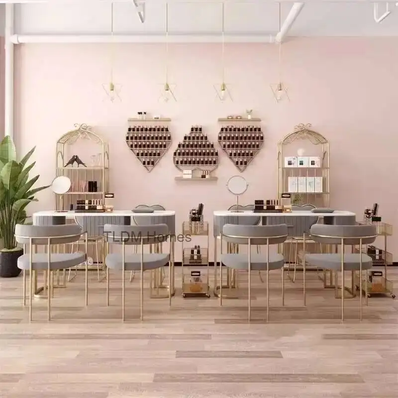كرسي الحديثة الحد الأدنى الجدول مجموعة مانيكير وأثاث الصالون الفاخرة صالون تجميل طاولات الأظافر مكتب مانيكير المنزلية p