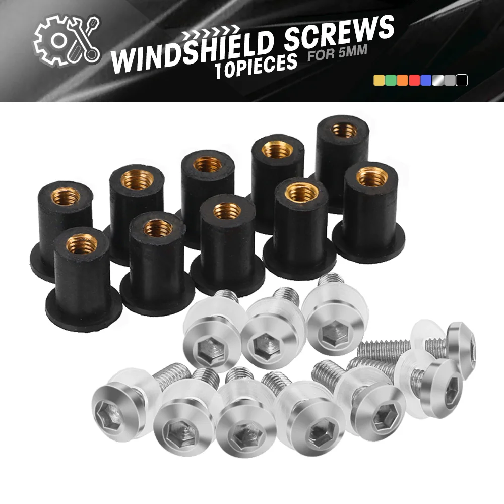 10 PCS Windscreen Bolt Screw Windshield Screw Bolt Kit For Ducati HYPERMOTARD 1100 EVO /796 /821 /939 /950  CNC Aluminum Alloy