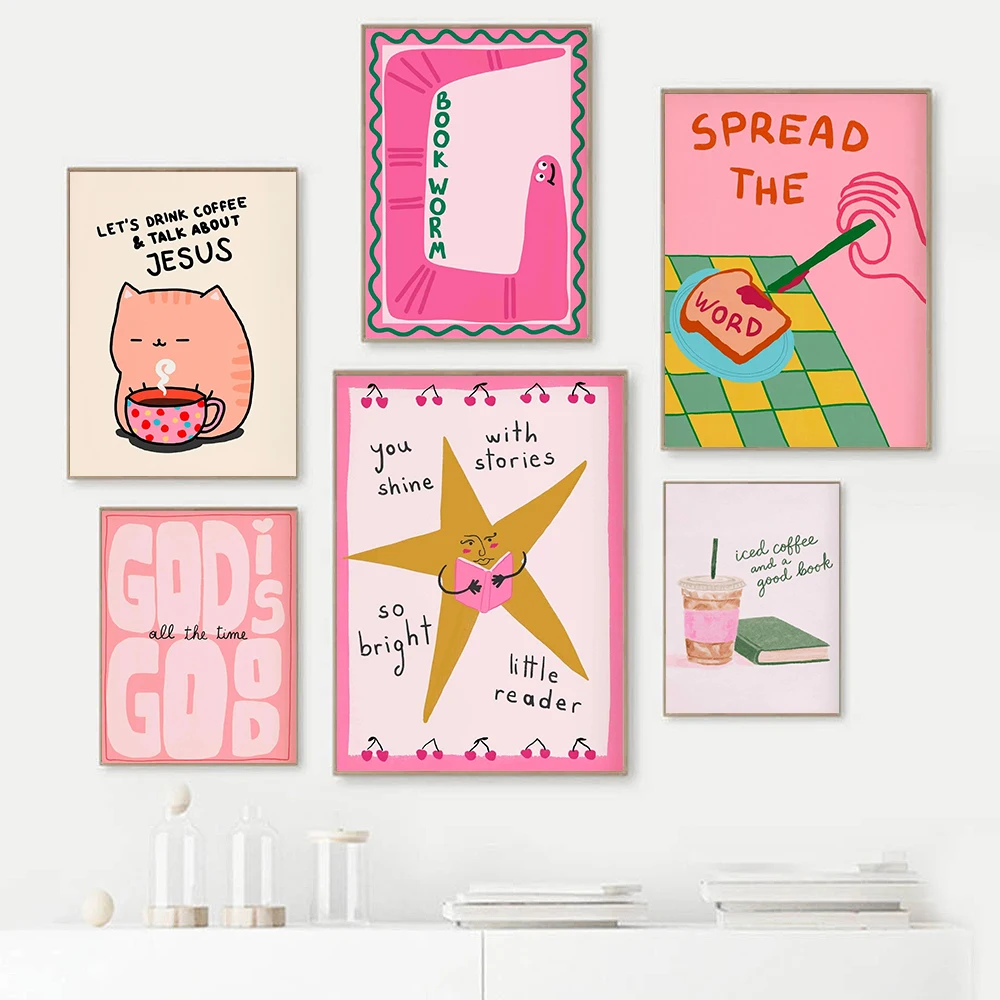 

Trendy Christian Wall Art Spread The Word Print Fun Bible Quote Decor Pastel Faith Poster Scripture Colorful Reading Pictures