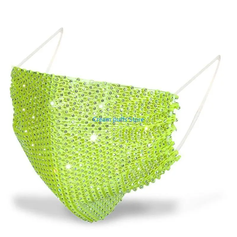 50le Strasssteine ​​Mesh Maske Kristall glitzernde Maskerade Gesichtsabdeckung Verstellbares Earlo