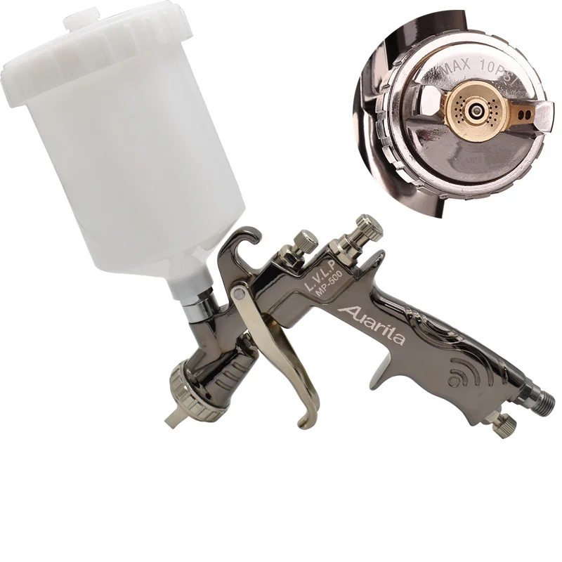 AUARITA MP-500 LVLP Spritzpistole 1,3 mm Düse 600CC Farbtank Schwerkraftspritzpistole zum Lackieren von Autos Aerografo Farbspritzgerät Druckluftwerkzeuge