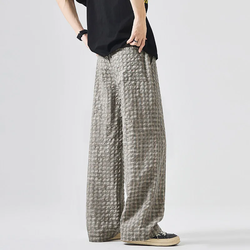 Quick-drying Seersucker Casual Pants Men's Spring 2026 New Texture Loose Wide-leg Drape Long Pants