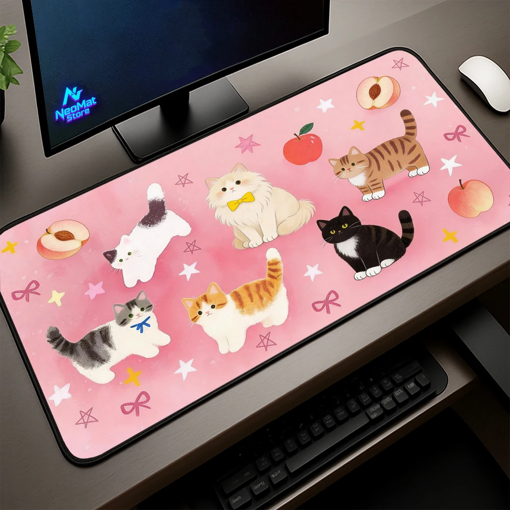 

Siamese Cat Office Mat Desk Accessories Flower 1000x500 XXL Extended Mousepad Kawaii Pet Lover Cute Animal Aesthetic Home Office