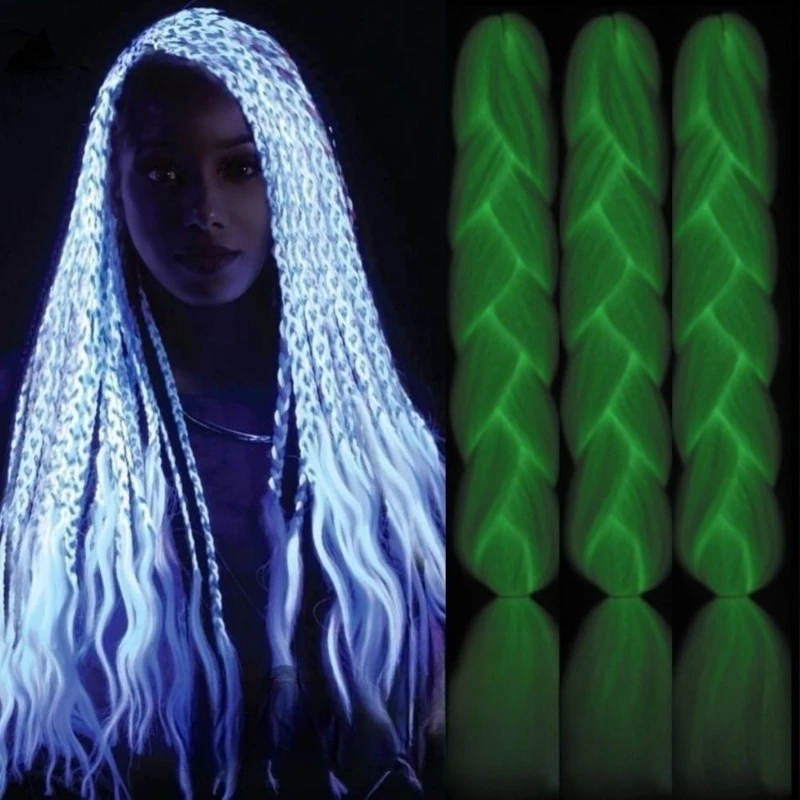 توهج الظلام المجدل ملحقات جدائل شعر صناعية ملونة حبل الرهبة يقع الرجال النساء الهذيان حفلة تأثيري الريغي نمط