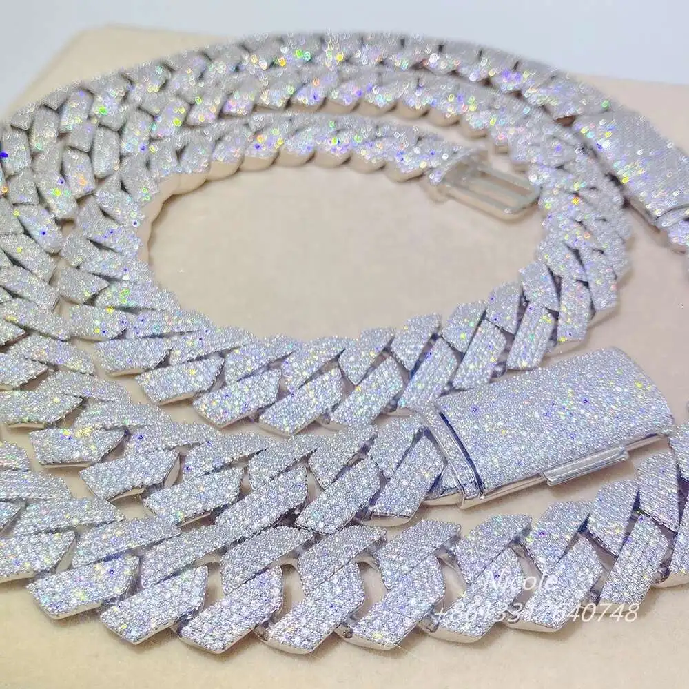 Luxury Luxury Customized Jewelry Hip Hop Iced Out Mens Miami Sterling Silver 4 Rows 20mm Cuban Link Chain.