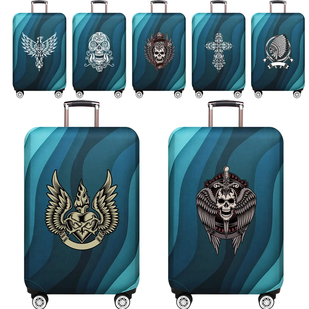 

Чехол для чемодана, защитный чехол для багажа 18-32 дюйма, эластичный, с рисунком черепа, дорожные аксессуары