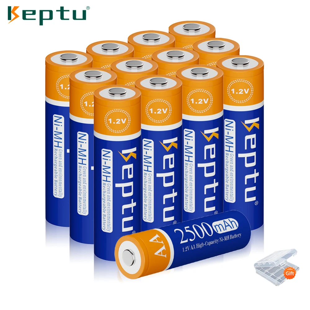 KEPTU Ni-MH 1.2V AA Rechargeable Batteries 2500mAh Ni MH aa Battery Rechargeable Battery with LCD Display Smart Battery Charger