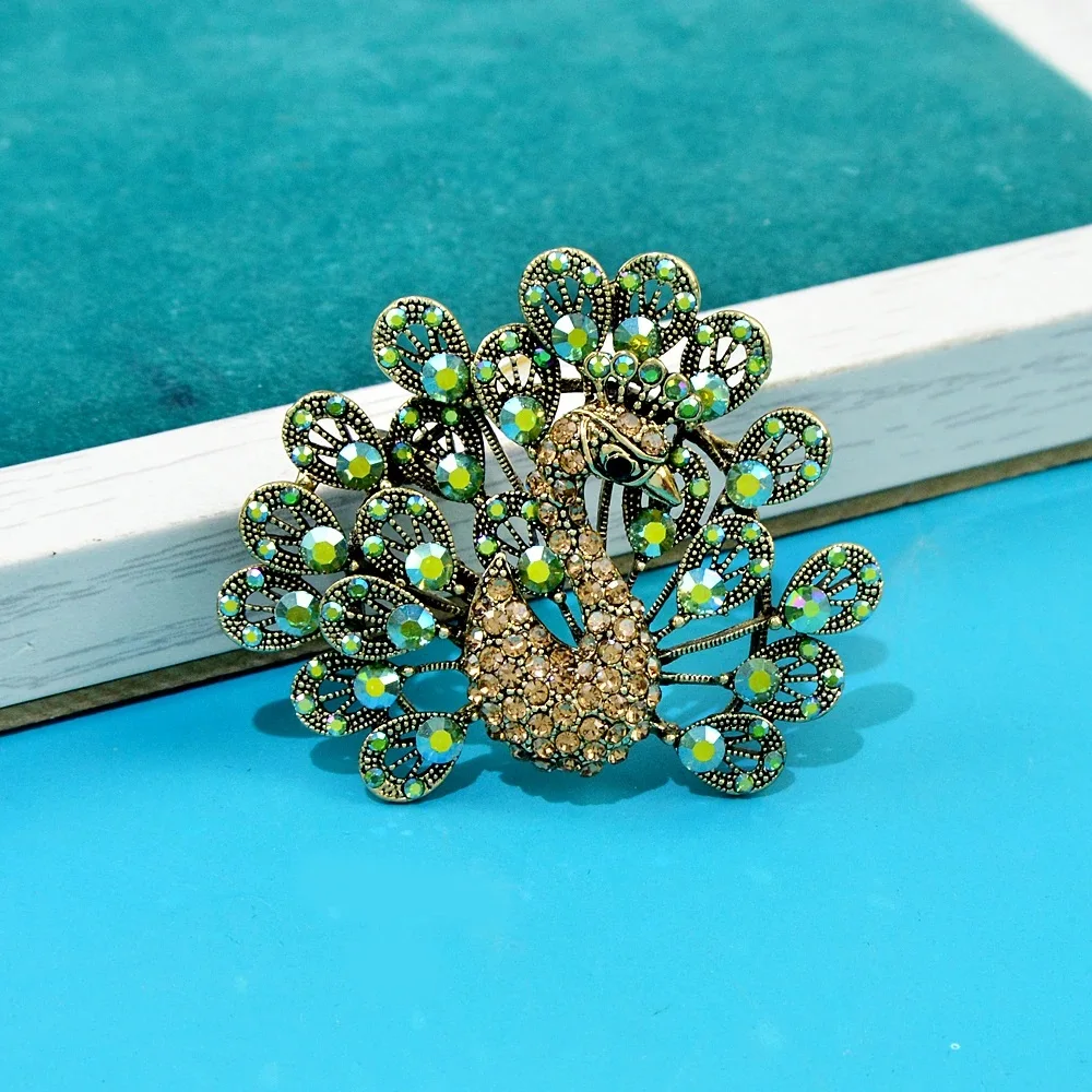 CINDY XIANG Rhinestone Peacock Brooches For Women Animal Design Pin Coat Accessories