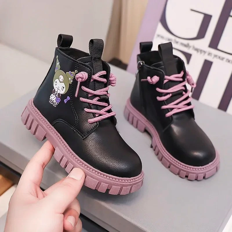 الكرتون سانريو كورومي الفتاة حذاء بوت بطول الكاحل لطيف الأميرة موضة الأطفال الأحذية الجلدية غير رسمية تنوعا الاطفال أحذية بوت قصيرة عدم الانزلاق