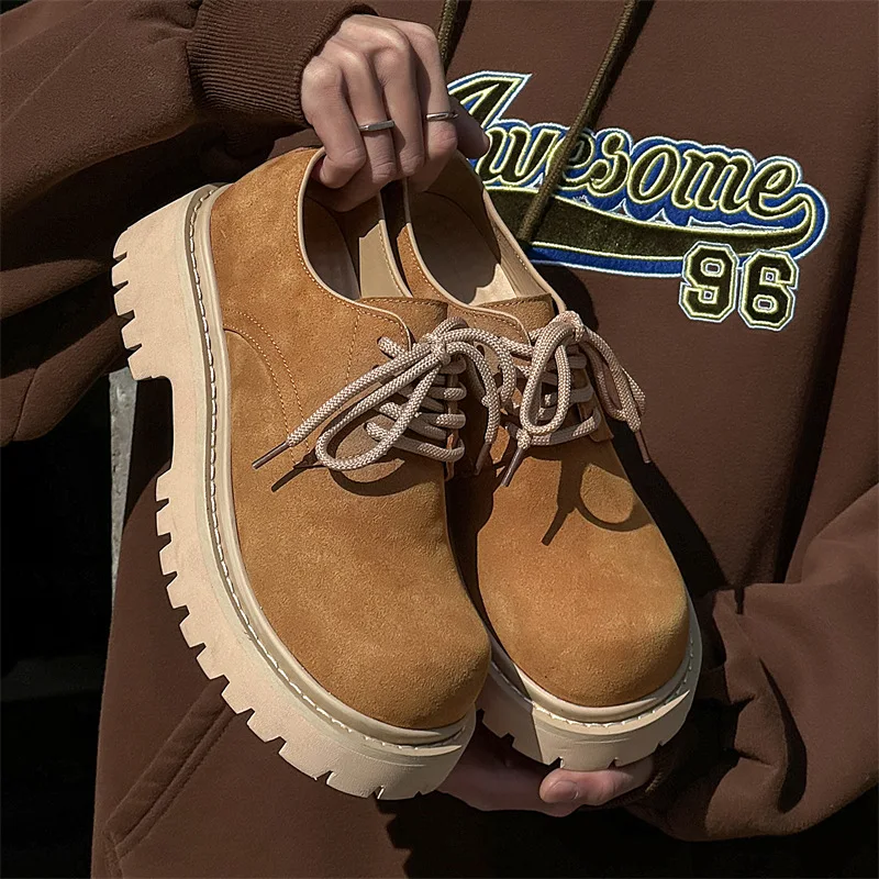 

2026 New Men's Low-cut Derby Shoes, High-quality Men's Increased Non-slip Lace-up Leisure Work Shoes, Men's Shoes