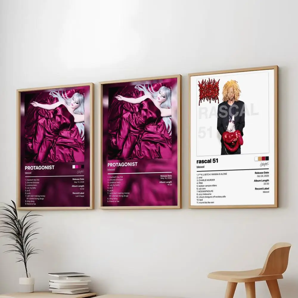 Singer B-Bleood Music Album Painting Calligraphy Modern Aesthetic Wall Art Print Trendy Bedroom Home Decor Gift