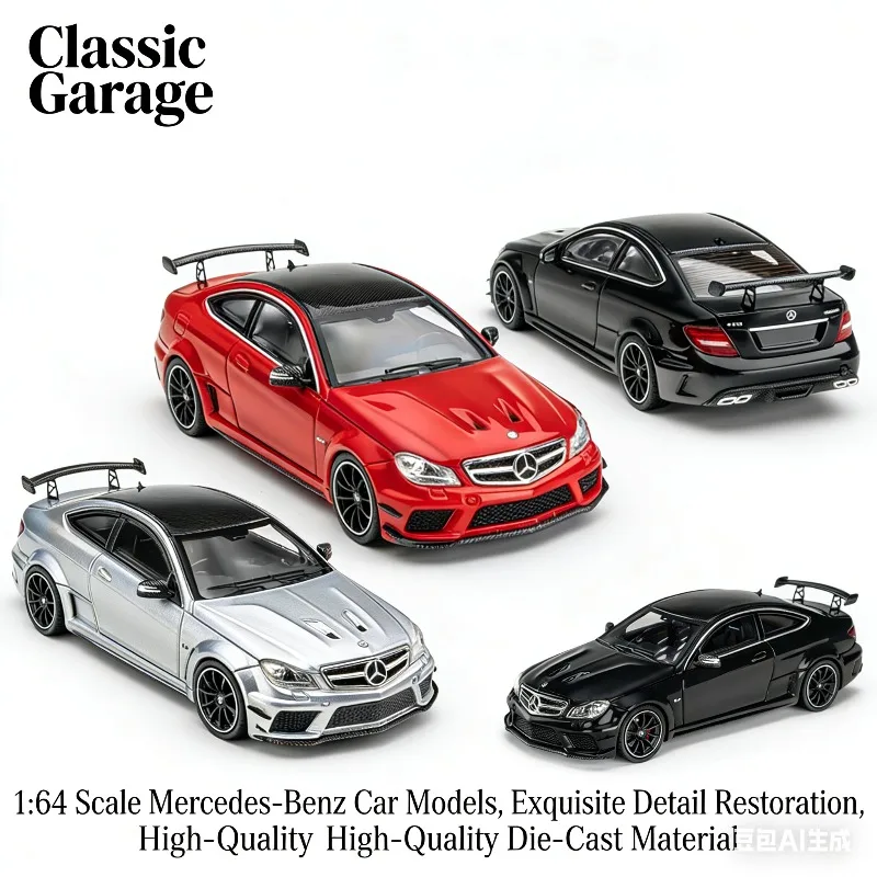 

Коллекционная модель автомобиля Classic Garage 1:64 C63 BS Edition из сплава, реалистичная, для мальчиков, подарок на праздник, украшение для взрослой коллекции.