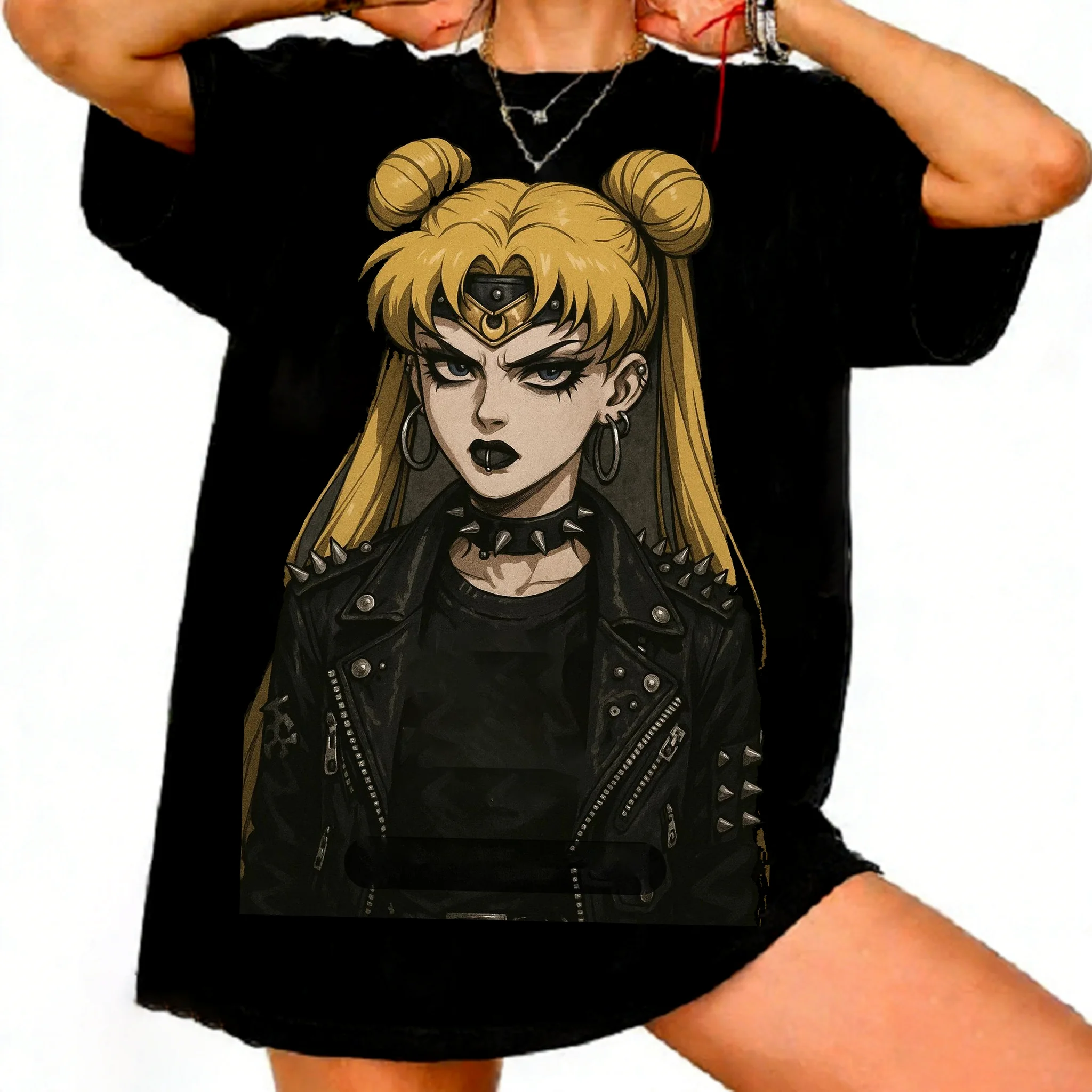 Camiseta con Gráfico Retro de Anime de los 90 de Sailor Moon, Estilo Urbano Casual de Verano 2026, Camiseta Oversize para Hombre, Ropa Urbana Y2K