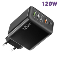 120W 5 in 1 2 USB 3 Type C Quick Charging Fast Wall Charger For iPhone Samsung Xiaomi Huawei Oppo Mobile Phone Adapter