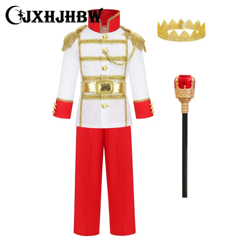 JXHJHBW Kids Prince Charming Costumes for Children Halloween Cosplay The King Costumes Boys Stage Performance Costume