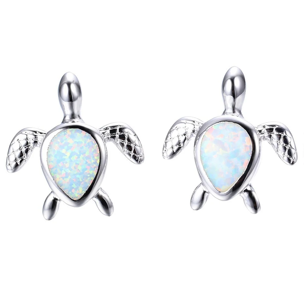 2024 Cute Turtle Imitatition Fire Opal Stud Earrings For Women Accessories Statement Wedding Jewelry Gift Fashion Women Earrings