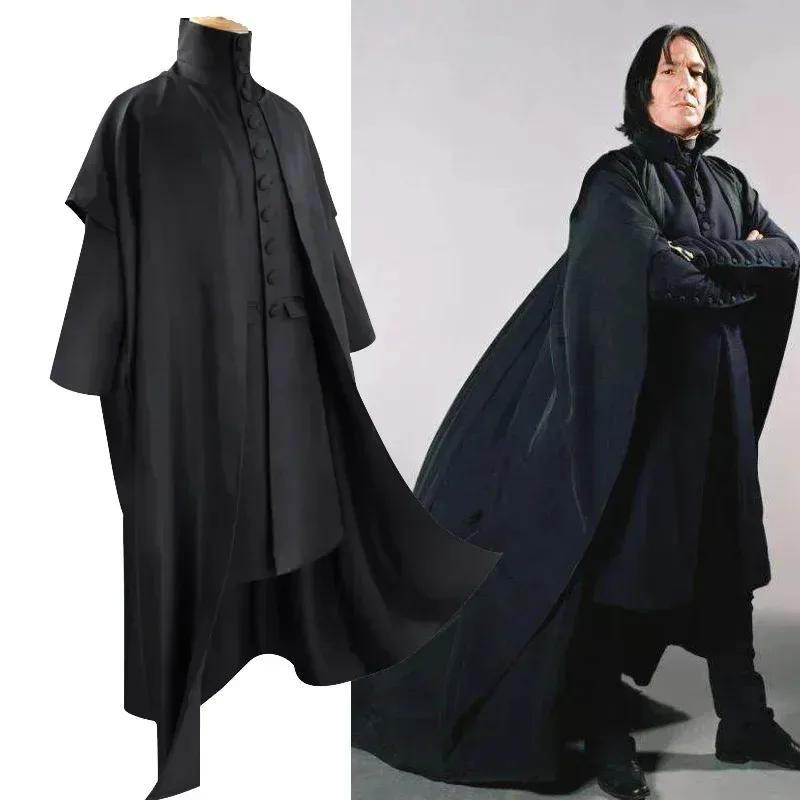 2025 bata nueva varita mágica profesor Severus Snape Cosplay disfraz escuela de Harrypott capa negra camisas trajes fiesta de Halloween ★ ❤ ♡ ★