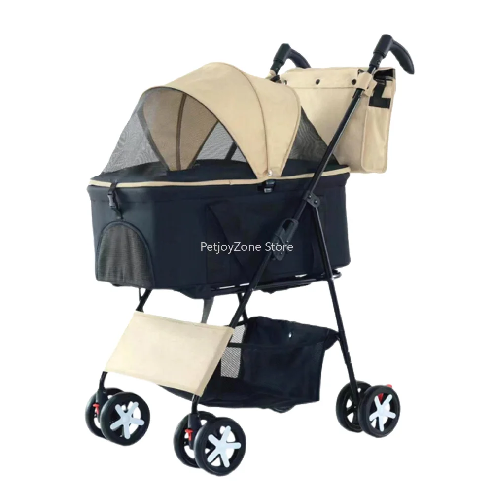 

Hot Sale Pet Stroller Trolley 4 Wheels Cats Cart Pet Pram With Cup Holder Stroller For Dogs And Cats